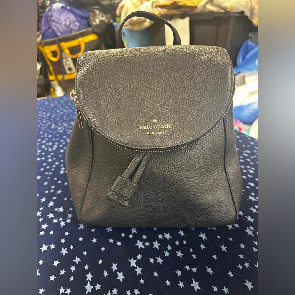 Kate Spade Charcoal Leather Backpack